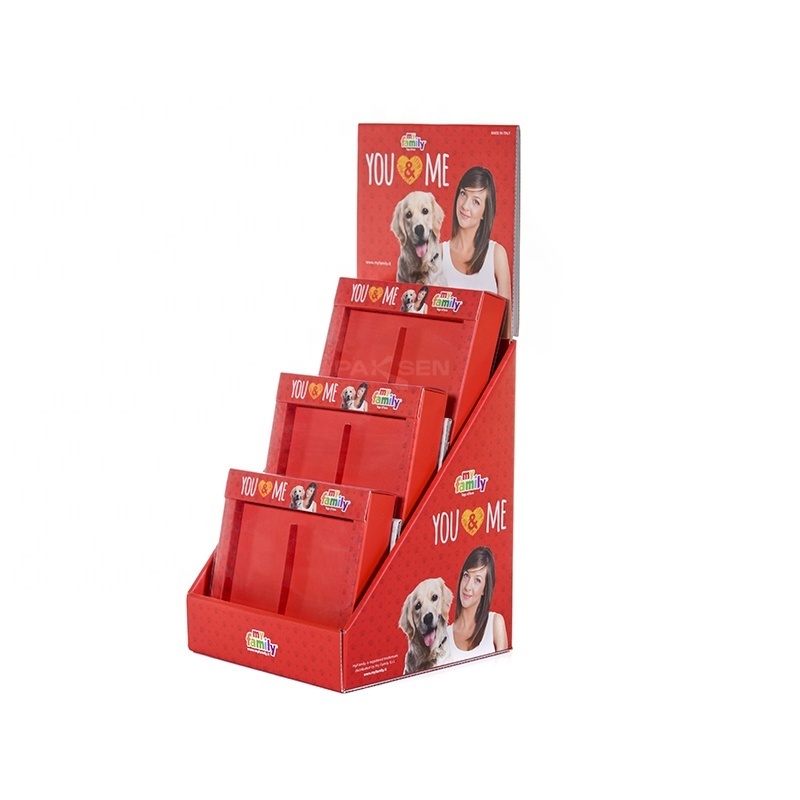 Custom Retail Cardboard Risers Display for Belts Men's Product, 3 Tiers POS Cardboard Counter Displays