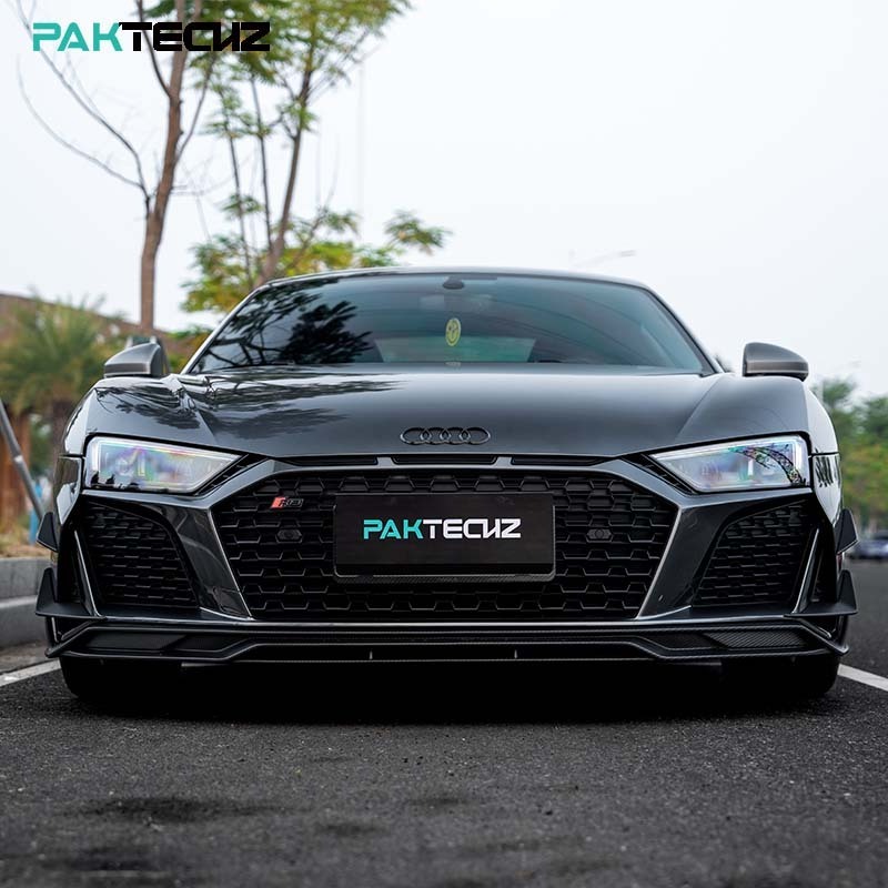 Paktechz Prepreg Carbon Fiber Bodykit Front Bumper Lip Spoiler Splitter for Audi R8 2019 - 2023