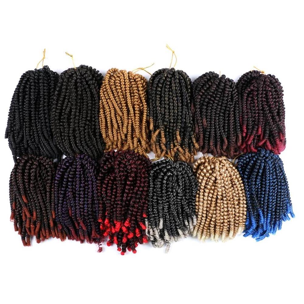 Spring Twist Ombre Colors Crochet Braids Synthetic Braiding Hair Extensions 8