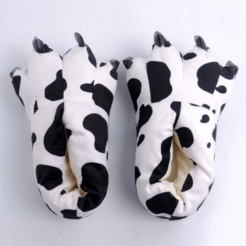 Cartoon Animal Paws Winter Plush Warm Slippers For Women and Men New Designer Indoor Home Bedroom Ladies Slide Slippers Shoes