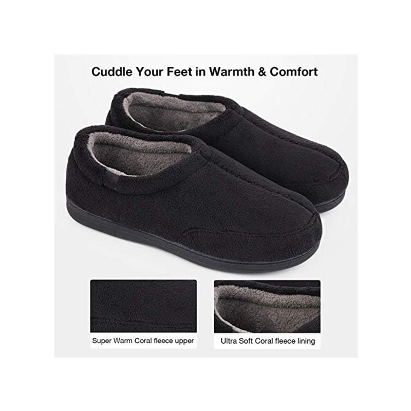 2023 hot sale House Bedroom Men's Minimalist Memory Foam Slippers, Indoor House Shoes with Cozy Coral Fleece Lined