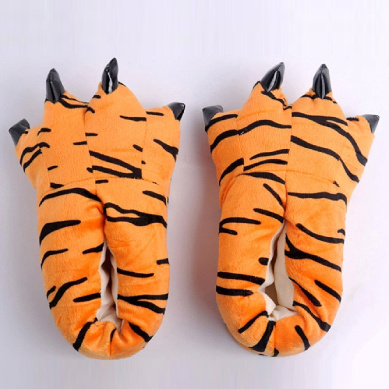 Cartoon Animal Paws Winter Plush Warm Slippers For Women and Men New Designer Indoor Home Bedroom Ladies Slide Slippers Shoes