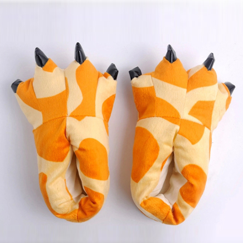 Cartoon Animal Paws Winter Plush Warm Slippers For Women and Men New Designer Indoor Home Bedroom Ladies Slide Slippers Shoes