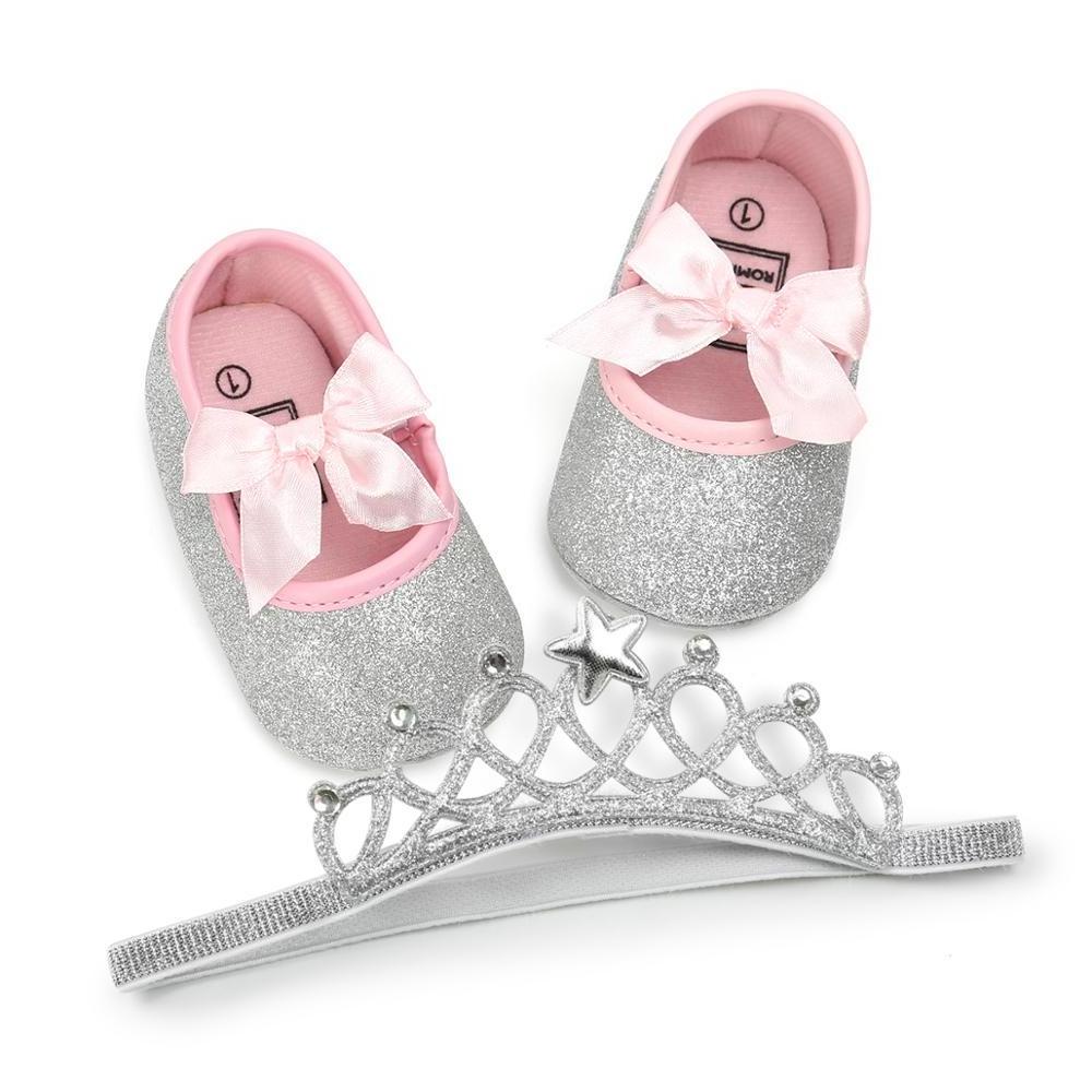 Crown Hairband Baby Girl Shoes Infant Soft Cotton Sole For First Walkers