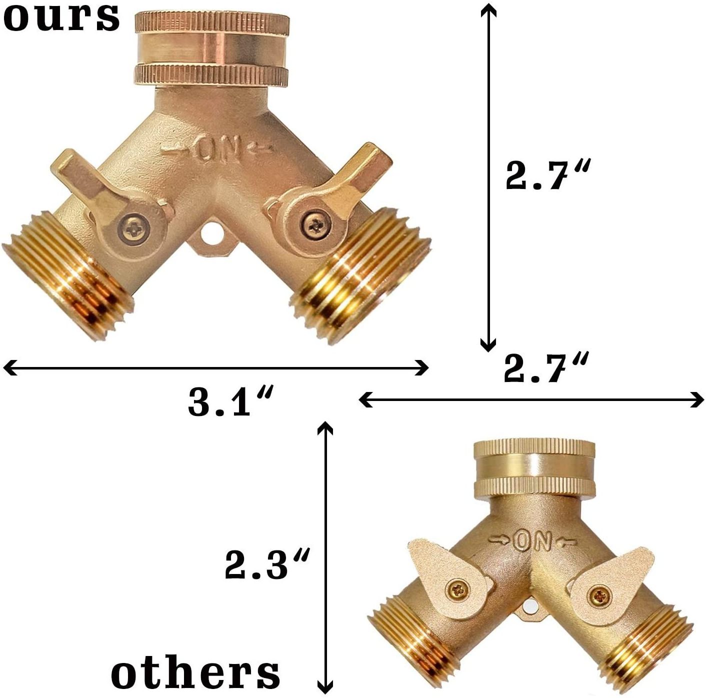 Hose Tap Splitter 2 Way Y Shape 3/4 European Standard Thread TPR Tap Distributor Individual On/off Valves Brass Male Connector