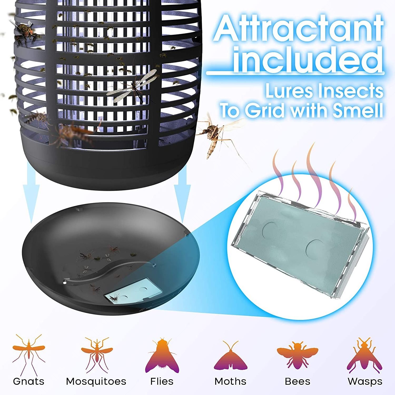 Mosquito Killer Lamp 360 Degree Electric Shock UV Lights LED Flies Moths Insect Lamp