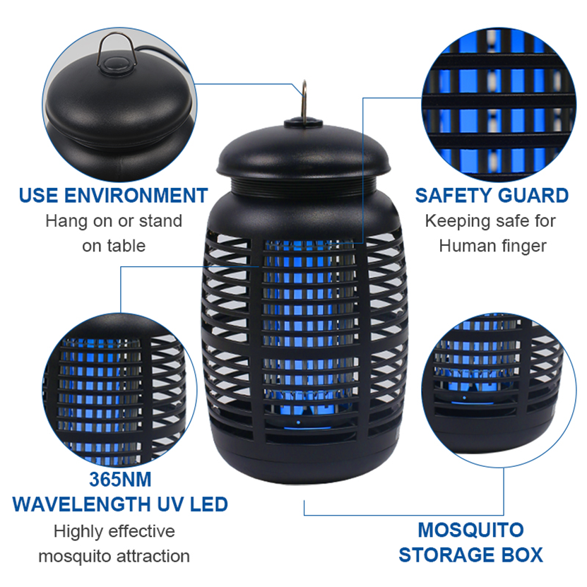 Mosquito Killer Lamp 360 Degree Electric Shock UV Lights LED Flies Moths Insect Lamp