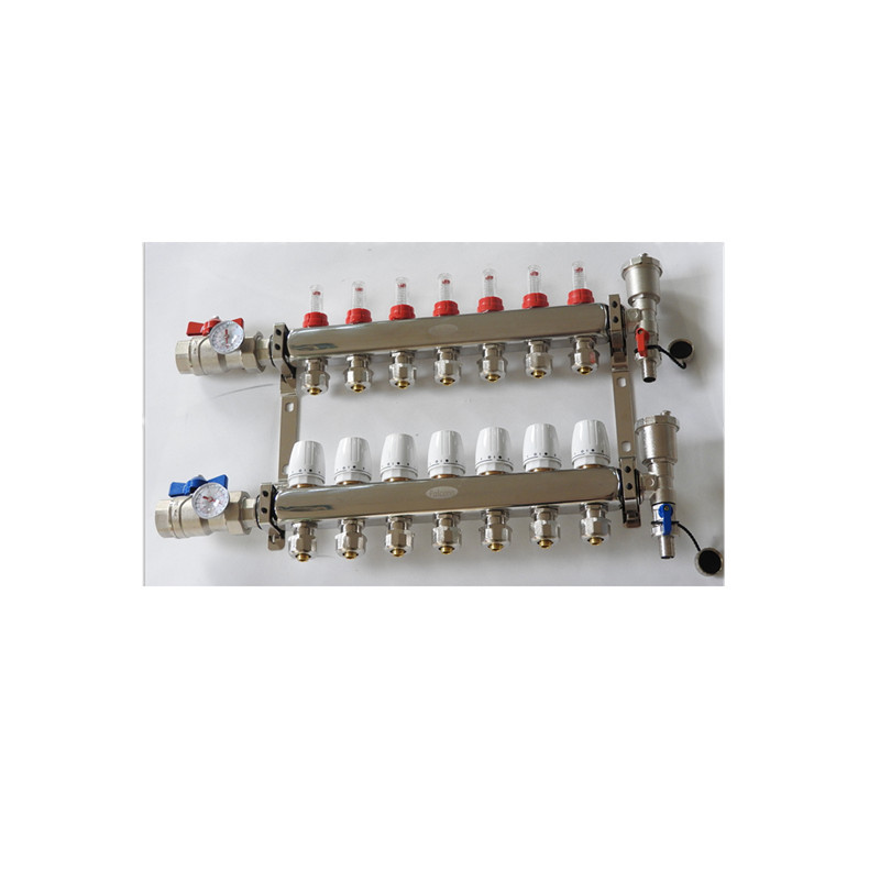 brass underfloor heating manifold for water plumbing