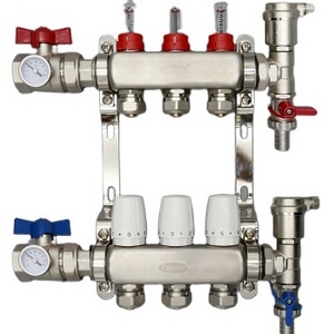 Stainless steel manifold for PEX barrier underfloor heating pipe