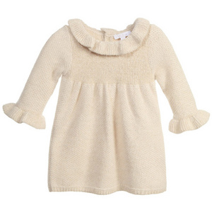 Baby Knitted Dress Frill Collar Winter Long Sleeve Baby Toddler Girl Knit Cute Clothing Kids Frock Girls Dresses