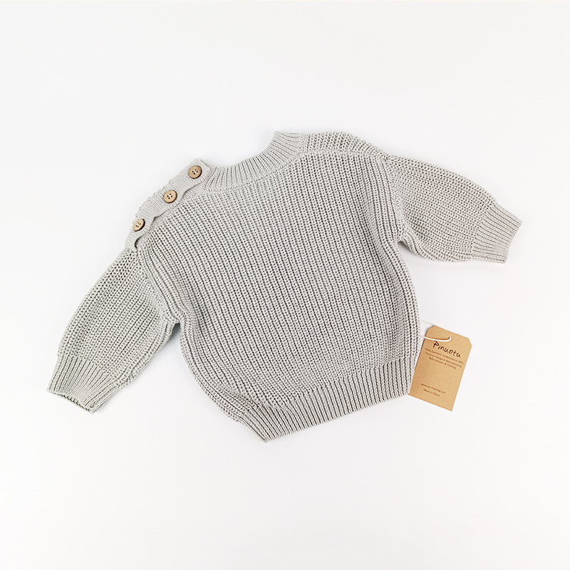 Paleo Baby Knitted Sweater Crochet New Born Baby Boy Girl Chunky Knit Plain Pullover Sweater Outfit Kids Clothes Winter