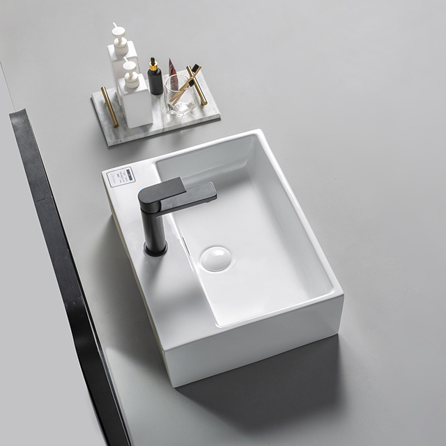 Accept Customized Sanitary Ware Rectangular Ceramic Sink Bathroom Table Top Wash Hand Basin Sink