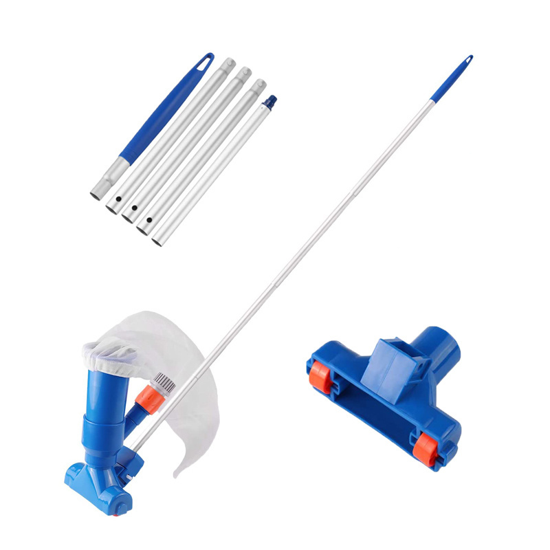 Portable swimming pool vacuum jet underwater cleaner with brush and rod, used in above ground swimming pool and spa