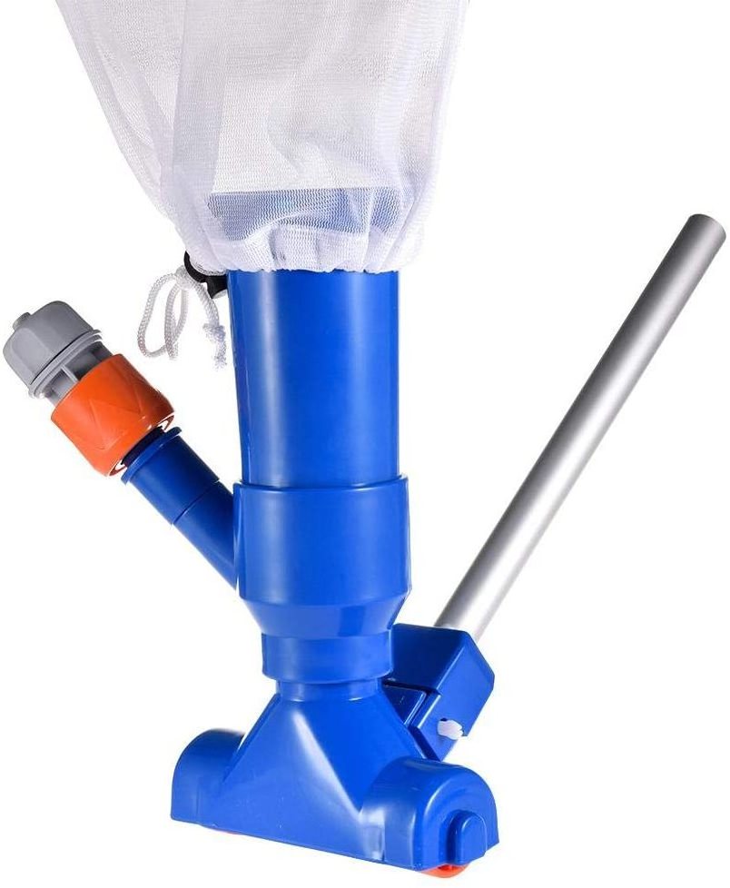 Portable swimming pool vacuum jet underwater cleaner with brush and rod, used in above ground swimming pool and spa