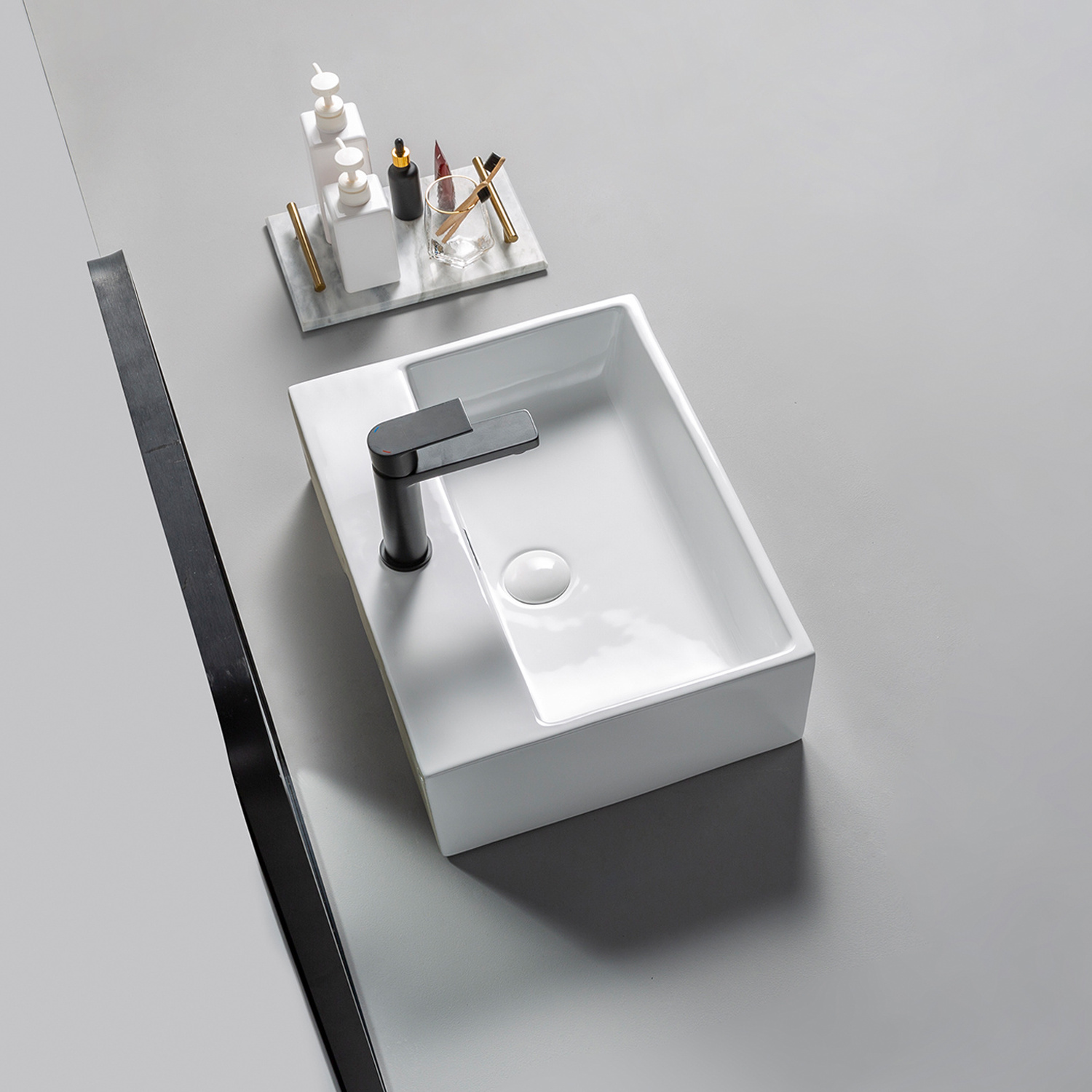 Sanitary Ware vasque sundowner Counter Top Ceramic Wash Basin Modern Rectangular Bathroom Sink Basin