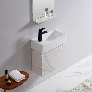 Sanitary Ware Small Size Wall Hung Bathroom Vanities Sink Rectangle PVC Cabinet Vanity Unit With Cabinet Modern