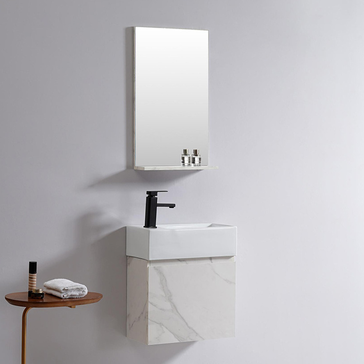 Sanitary Ware Small Size Wall Hung Bathroom Vanities Sink Rectangle PVC Cabinet Vanity Unit With Cabinet Modern