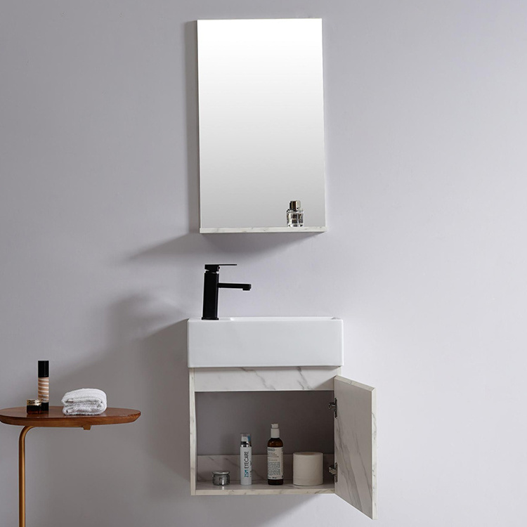 Sanitary Ware Small Size Wall Hung Bathroom Vanities Sink Rectangle PVC Cabinet Vanity Unit With Cabinet Modern