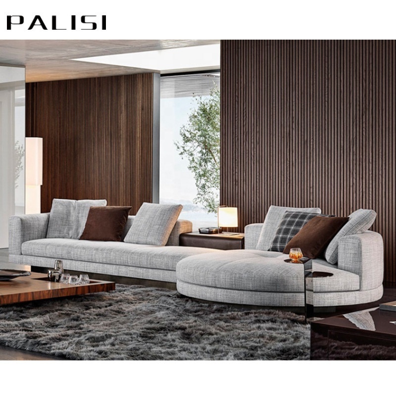 Italian sofa set CONNERY design irregular round chaise modern luxury fabric sectional sofa leather living room designer sofa