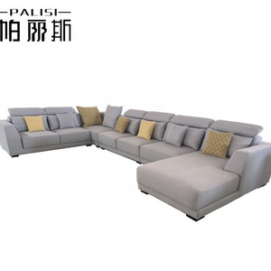 Grand Villa Furniture Big Size 10 seater sofa set Design with Adjustable Headrest U Shape Fabric Sectional Living Room sofa