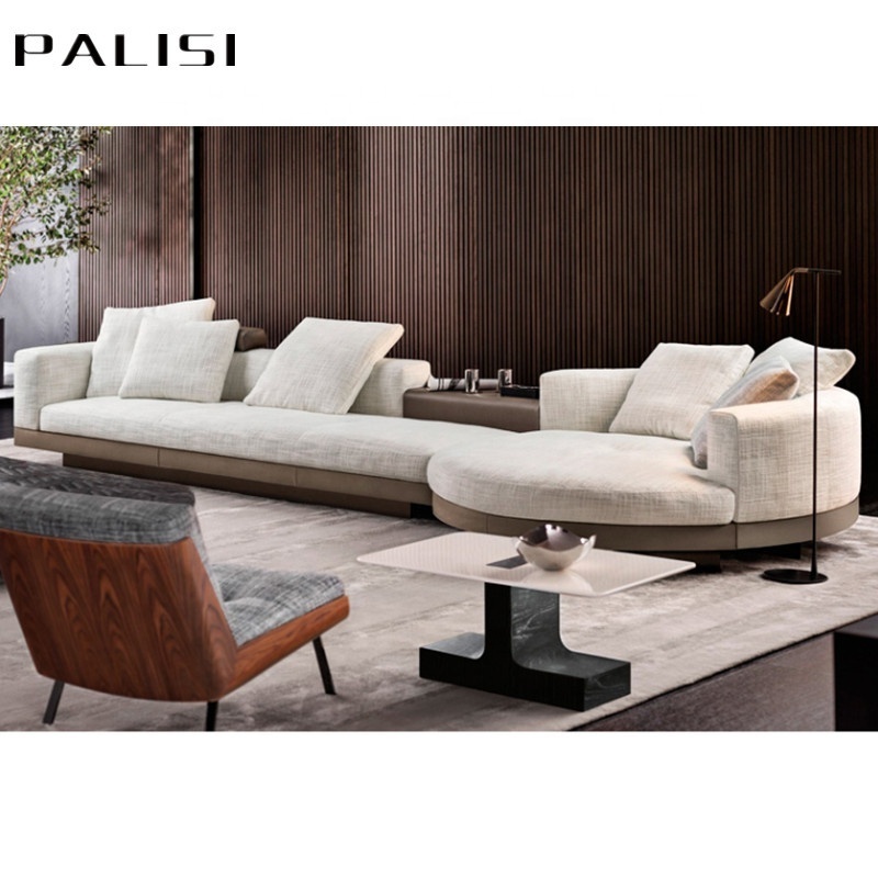 Italian sofa set CONNERY design irregular round chaise modern luxury fabric sectional sofa leather living room designer sofa