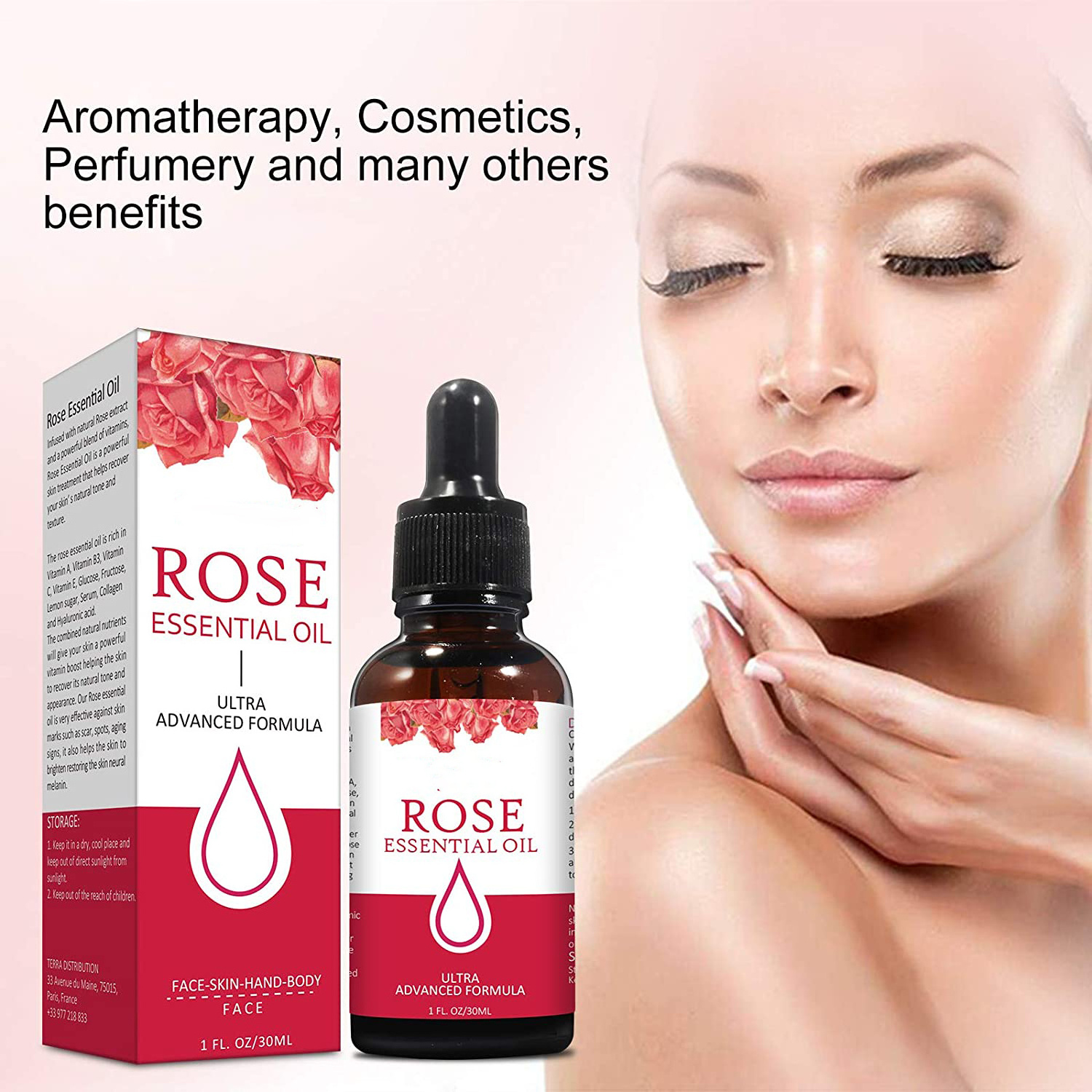 OEM Private Label Rose Oil Essential Oil, Rose Oil Relieves Moisturizes Skin, Anti Aging Wrinkles Natural Rose Oil for Face