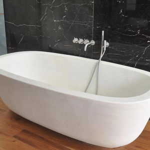 High quality natural stone bathtub Moca Cream freestanding marble bathtub