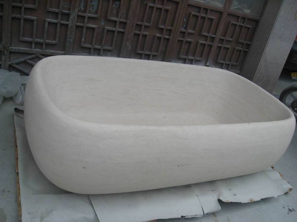 High quality natural stone bathtub Moca Cream freestanding marble bathtub