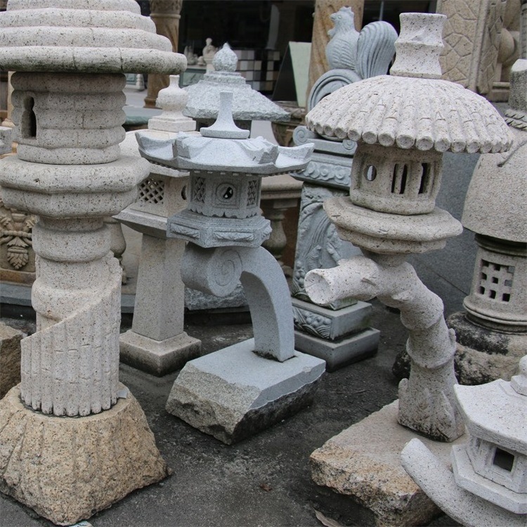 Handmade stone lantern garden courtyard decorative outdoor natural granite stone lawn lamp