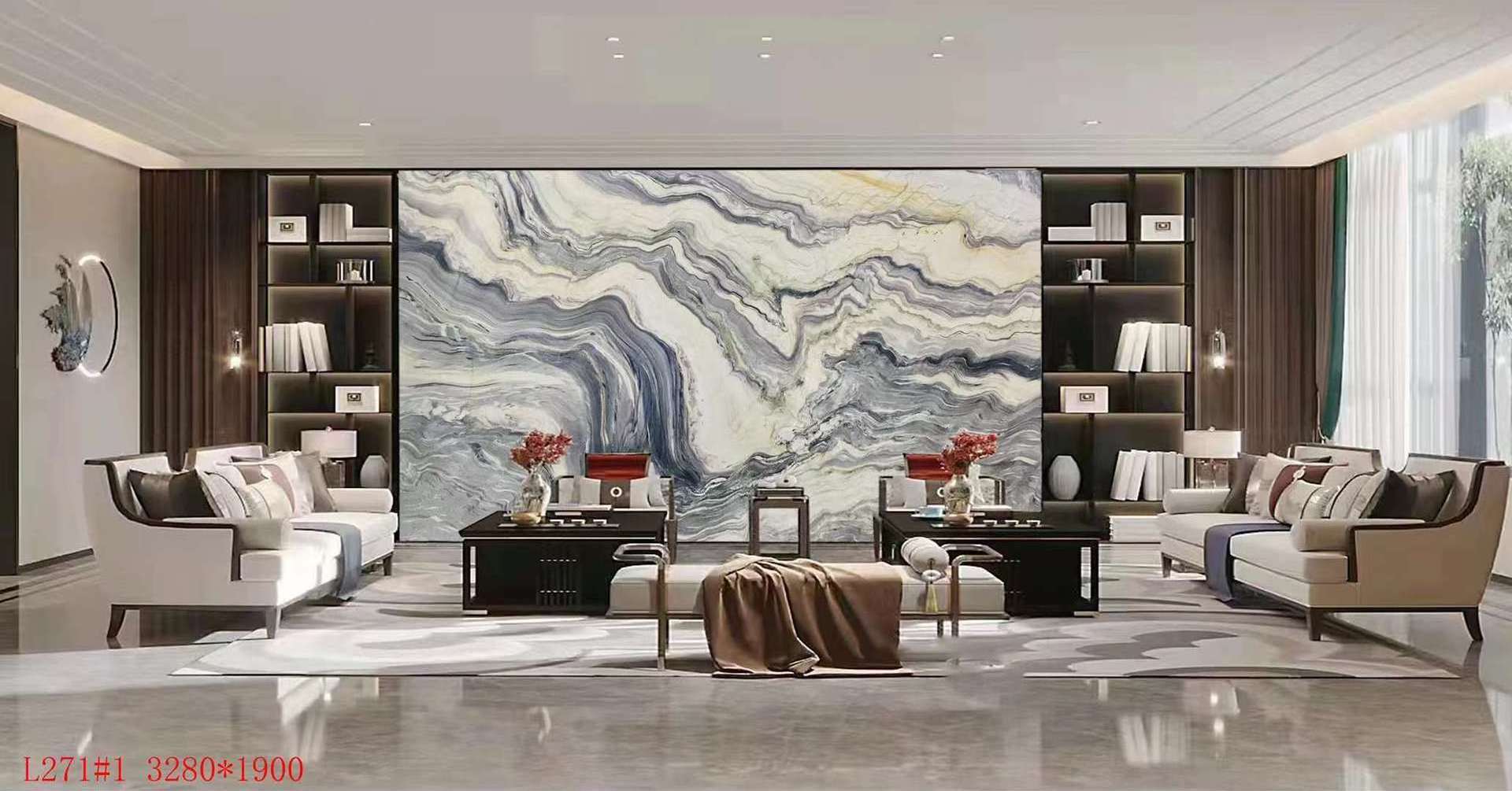 Customized Natural Marble Slab Tile Polished Glazed Floor Wall Tiles for Indoors TV Backsplash