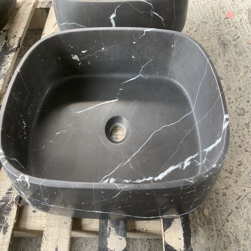 Factory Hot Sales Premium Black Marquina  White Texture Marble Bathroom Sink