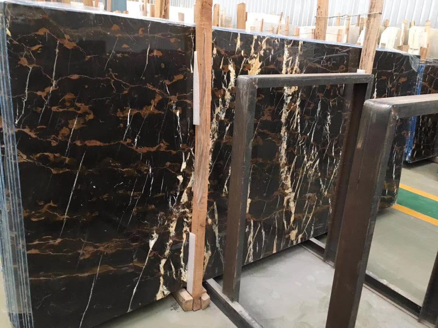 China Onyx Stone Black Marble Slab With Golden Athens Black Golden Flower Marble Slab