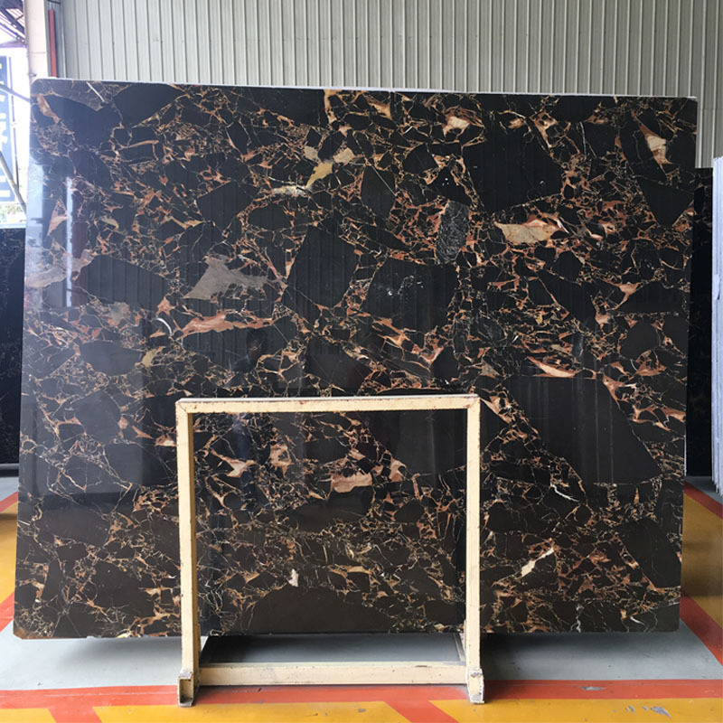 China Onyx Stone Black Marble Slab With Golden Athens Black Golden Flower Marble Slab