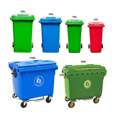 Manufacture 660L 1100L pedal waste bin waste container wheelie bin garbage bin large plastic dustbin with lid wheels