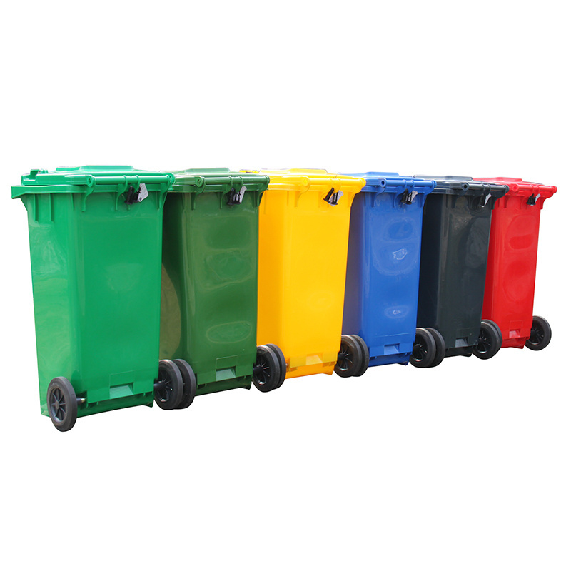 Dustbins Wholesale 120 Liter Green Outdoor Street Park Recycling HDPE Plastic Rubbish Wheelie Waste Garbage Bin for Public