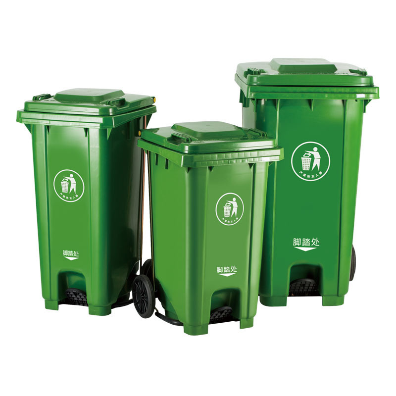 Customized Recycling 120L Plastic Trash Bin Cheap Municipal Use Two Wheelie Bin Outdoor HDPE Eco-Friendly Foot Pedal Waste Bin