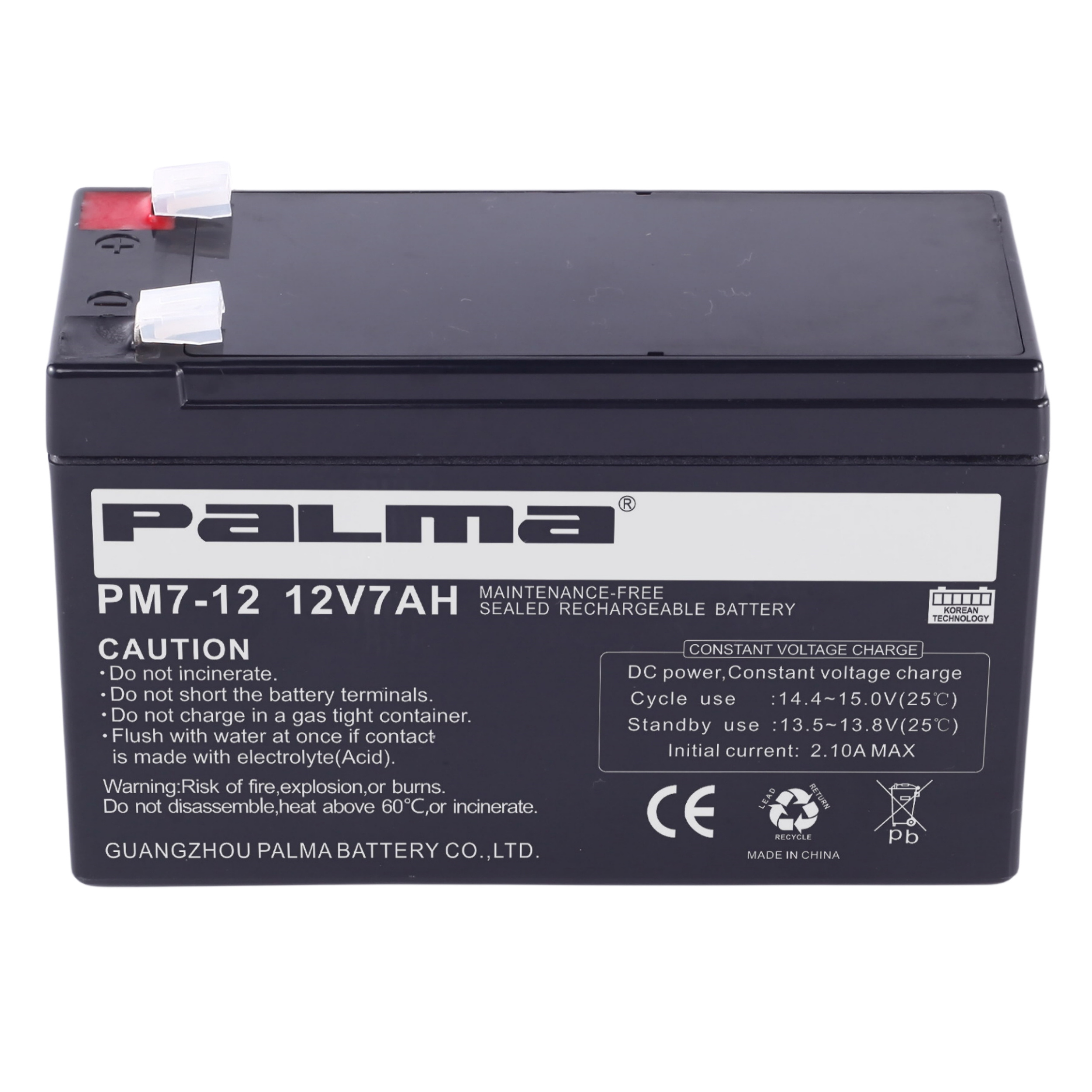 12V 7AH rechargeable valve regulated lead acid battery storage raw material low self-discharge battery for lighting