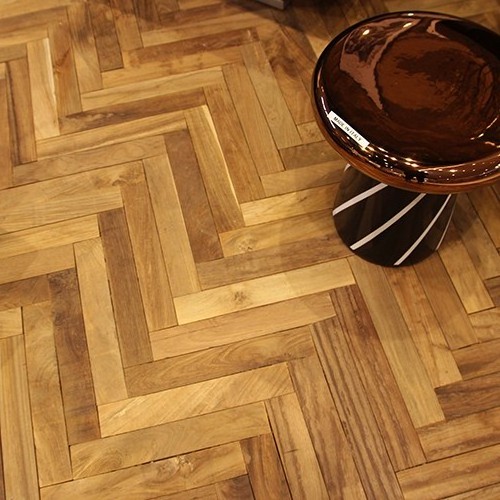 Reclaimed Teak Wood Parquet Flooring Lamellas Wall Cladding Panel Herringbone