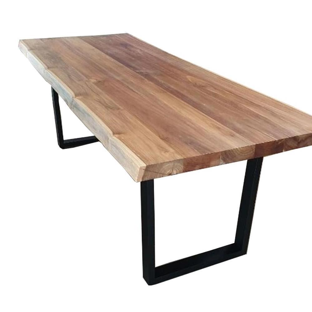 Wood Slab Live Edge Teak Solid Wood Laminated Top Table