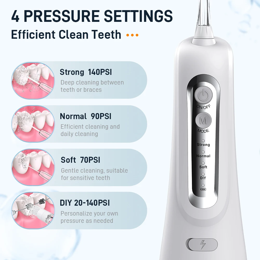 Dental Oral Irrigator Water Flosser Thread Teeth Pick Mouth Washing Machine USB Rechargeable 300ml Tank portable water flosser