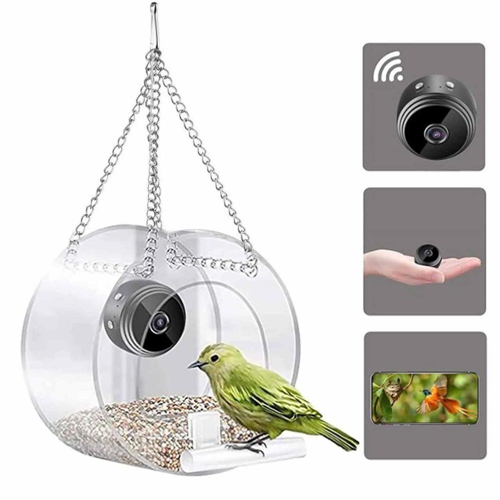 Popular sale clear view window bird feeder outdoor waterproof easy use Birdhouse wifi HD camera smart bird feeder with camera