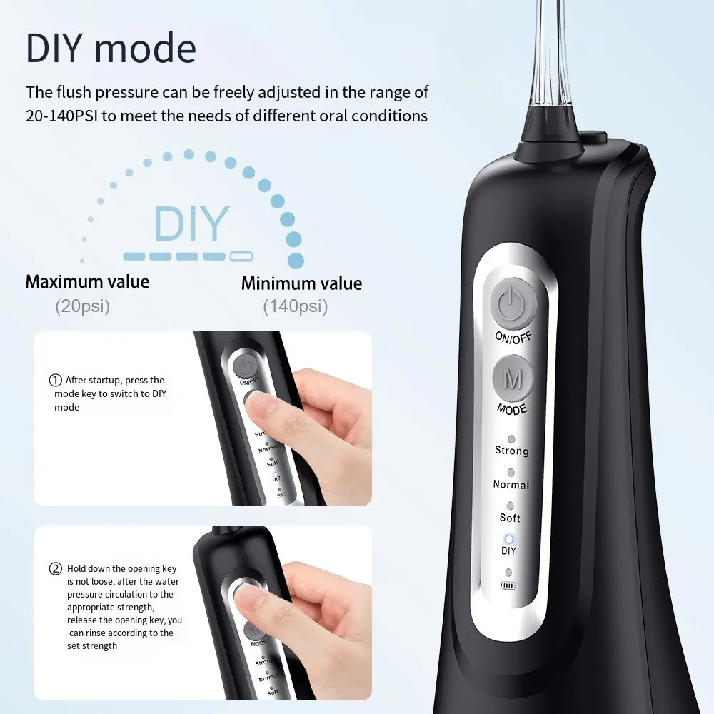 Dental Oral Irrigator Water Flosser Thread Teeth Pick Mouth Washing Machine USB Rechargeable 300ml Tank portable water flosser