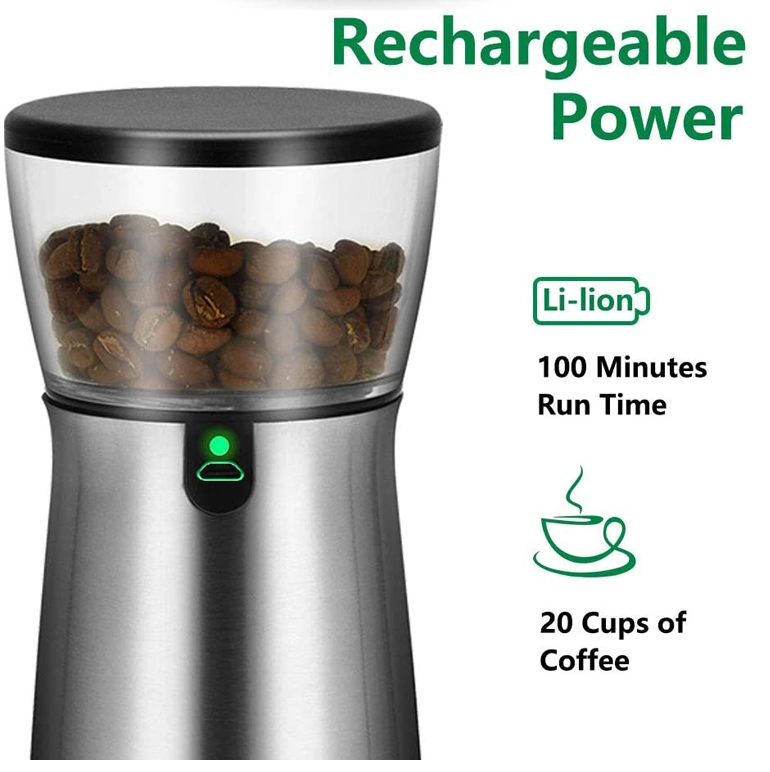 New customized Portable Usb battery  Rechargeable Portable Electric Motor Stainless Steel Coffee Grinder Mill