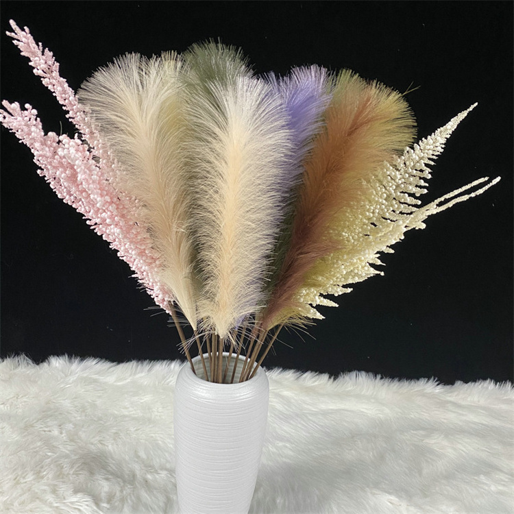 New Decorative Flower Tall Pampas Grass Wedding Centerpiece Artificial White Pink Single Pampas Grass for Home Party Decoration