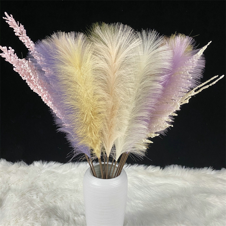 New Decorative Flower Tall Pampas Grass Wedding Centerpiece Artificial White Pink Single Pampas Grass for Home Party Decoration