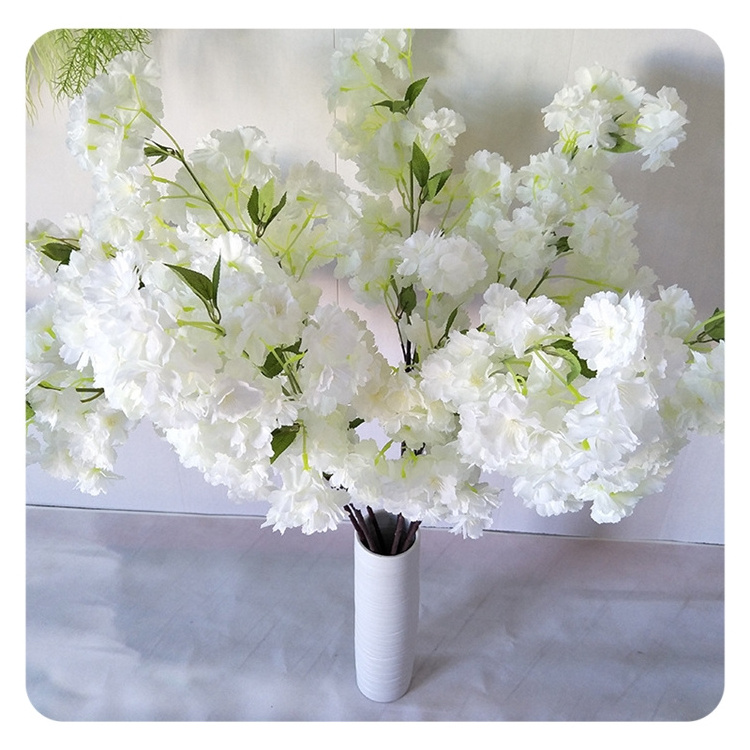 Hot-sale Cherry Blossom Tree Branches with Leaves Artificial Flower Branch Red White for Wedding Centerpiece Room Table Decor