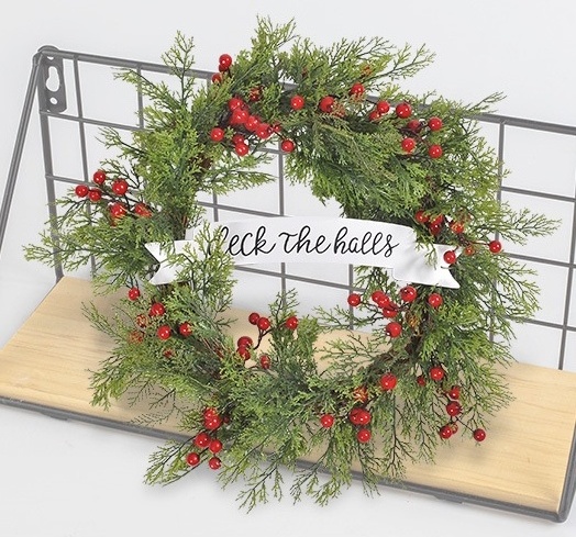 Wholesale Artificial Christmas Pine Wreath with Red Berry for Home Front Door Decor Hanging Ornaments Handcrafted House Wreath