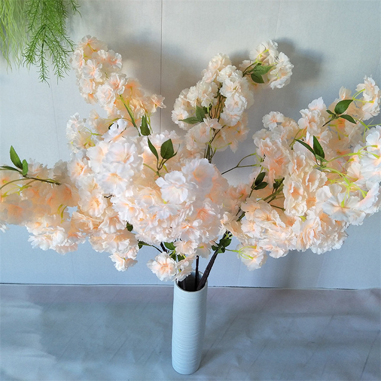 Hot-sale Cherry Blossom Tree Branches with Leaves Artificial Flower Branch Red White for Wedding Centerpiece Room Table Decor