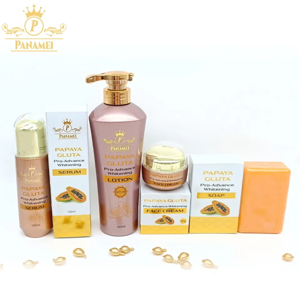 OEM ODM Super Strong Whitening Natural Extracts Papaya Brightening Acne Treatment Skin Care Set Lightening Cream