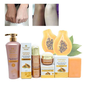 Papaya Whitening Set Black Skin Care Products Kit Dark Spot Remover Fast Lightening Bleaching Cream Serum Soap Body Lotion Set